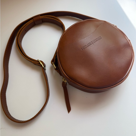 Portland Leather Handbags - “Portland Leather Round Crossbody Bag Brown Leather Adjustable Strap”